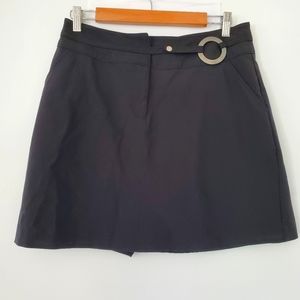 ISISPORT Sz 10 Poly Rayon Stretch Athletic Skort Black Silver Ring Zip Golf